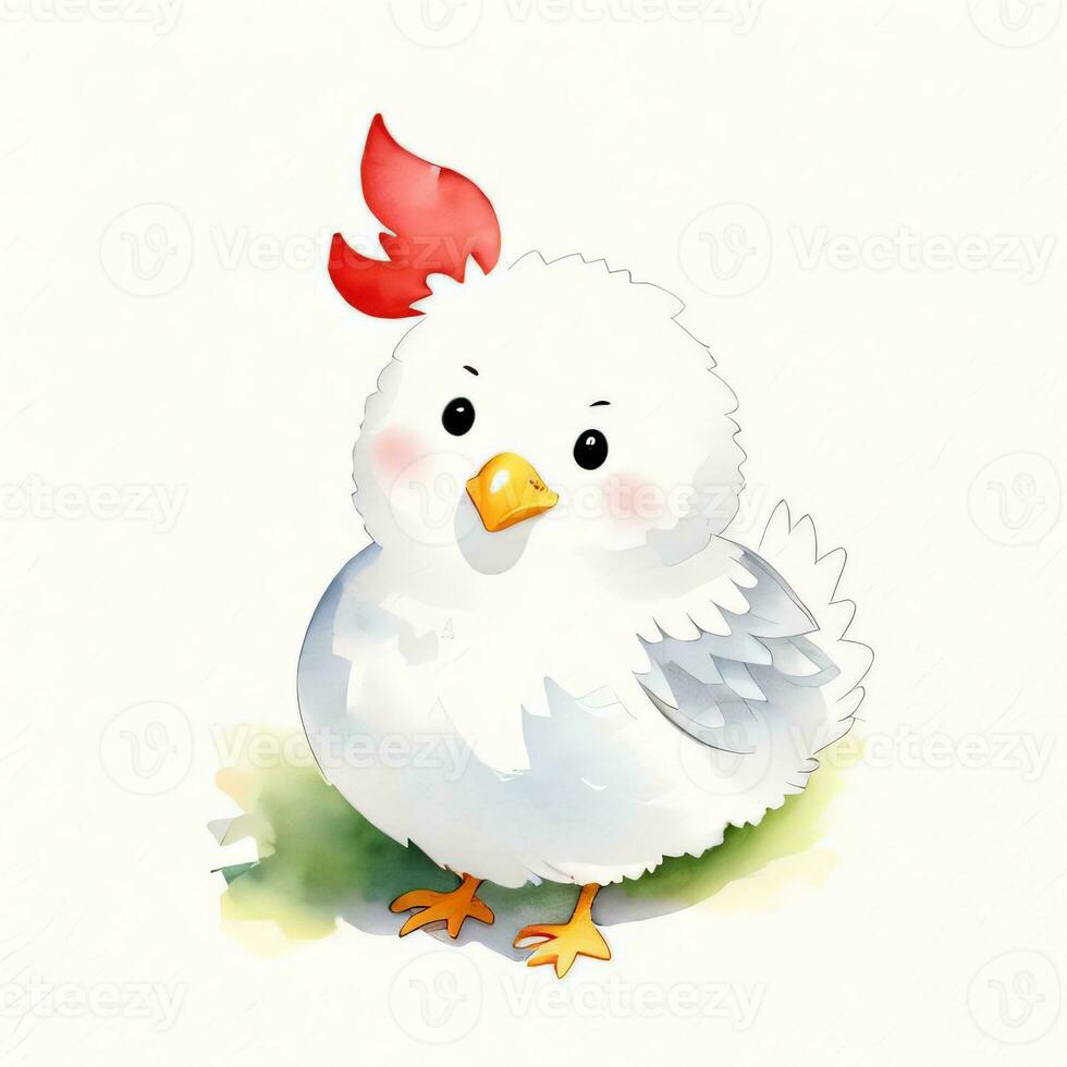 acuarela niños ilustración con linda pollo clipart foto