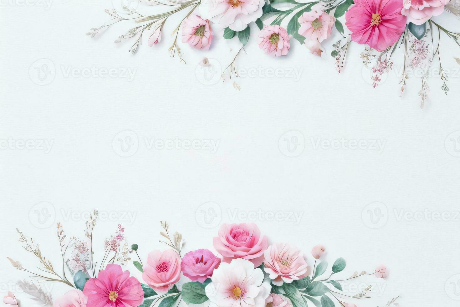 Watercolor Pink Flowers Background photo