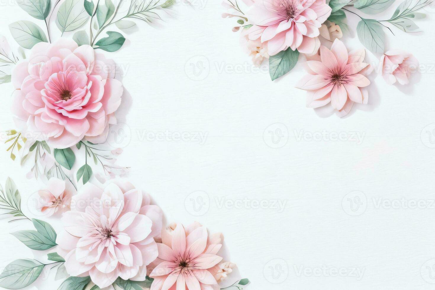 Watercolor Pink Flowers Background photo