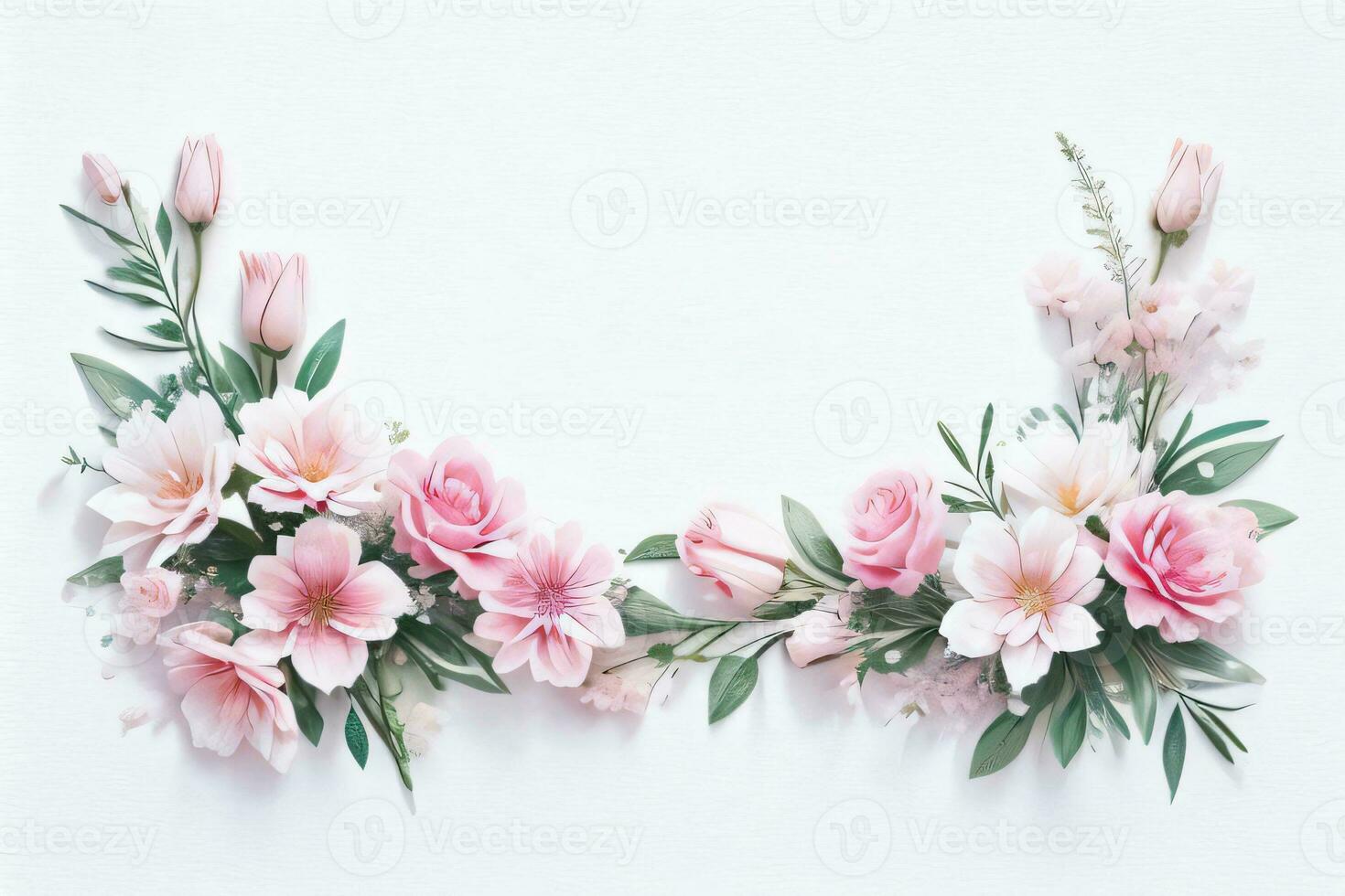 Watercolor Pink Flowers Background photo