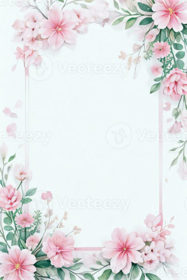 Watercolor Pink Flowers Background photo