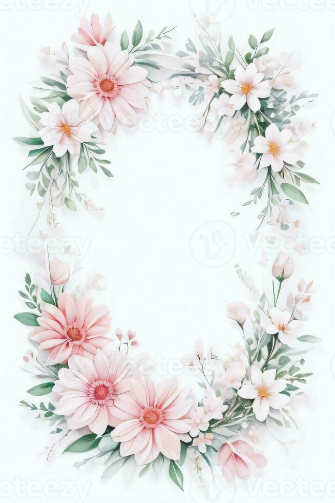 Watercolor Pink Flowers Background photo