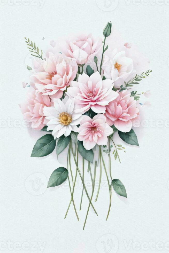 Watercolor Pink Flowers Background photo