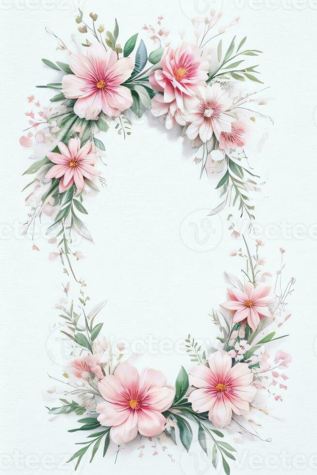 Watercolor Pink Flowers Background photo