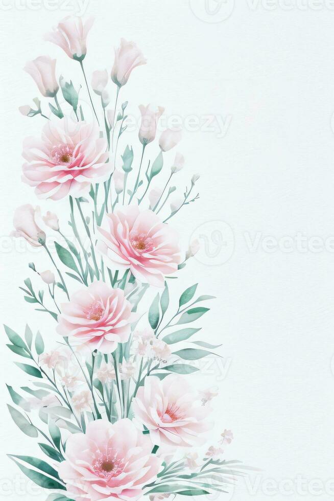 Watercolor Pink Flowers Background photo