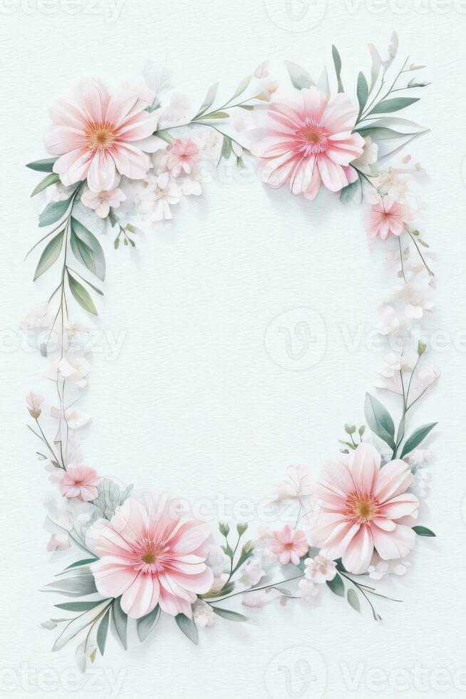 Watercolor Pink Flowers Background photo
