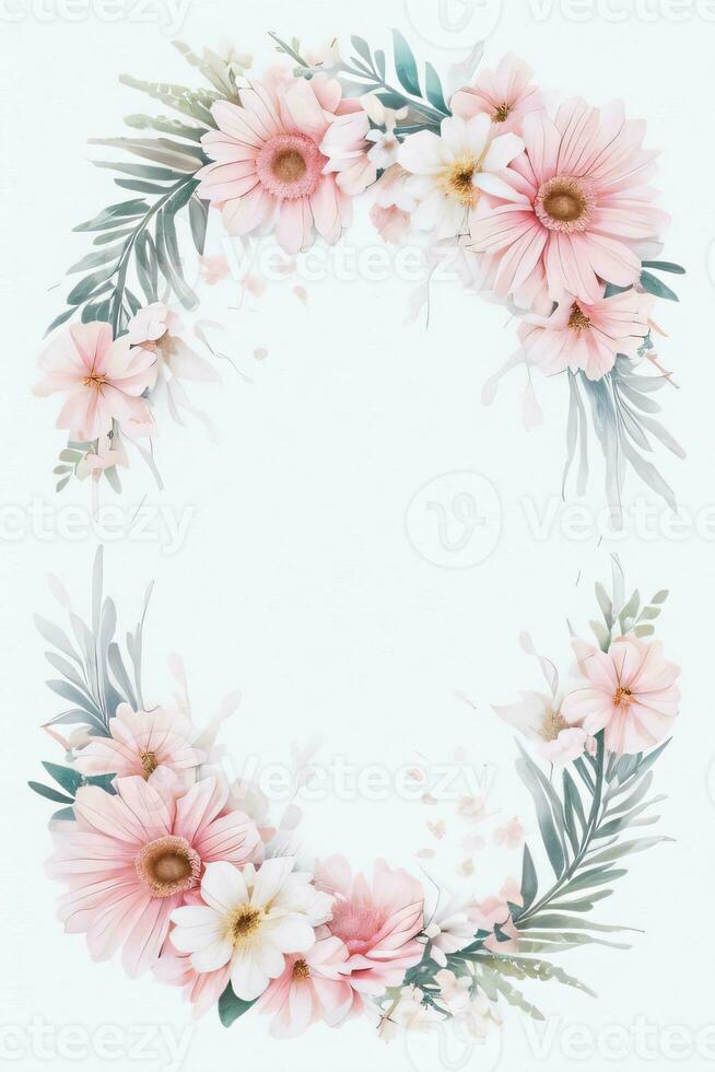 Watercolor Pink Flowers Background photo