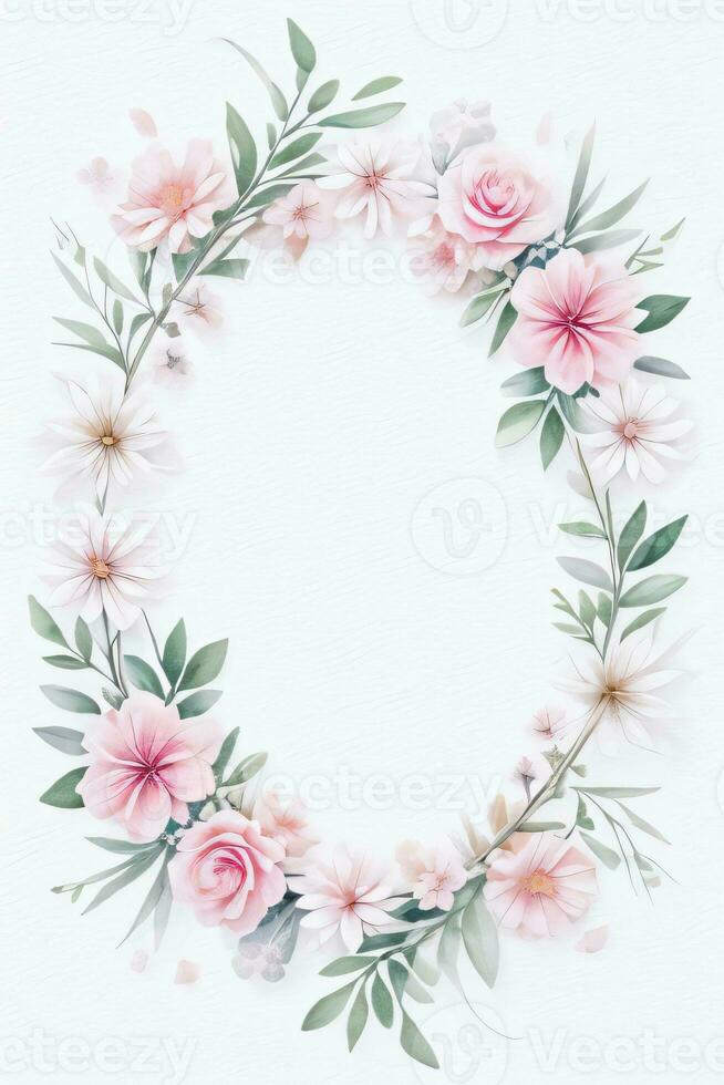 Watercolor Pink Flowers Background photo