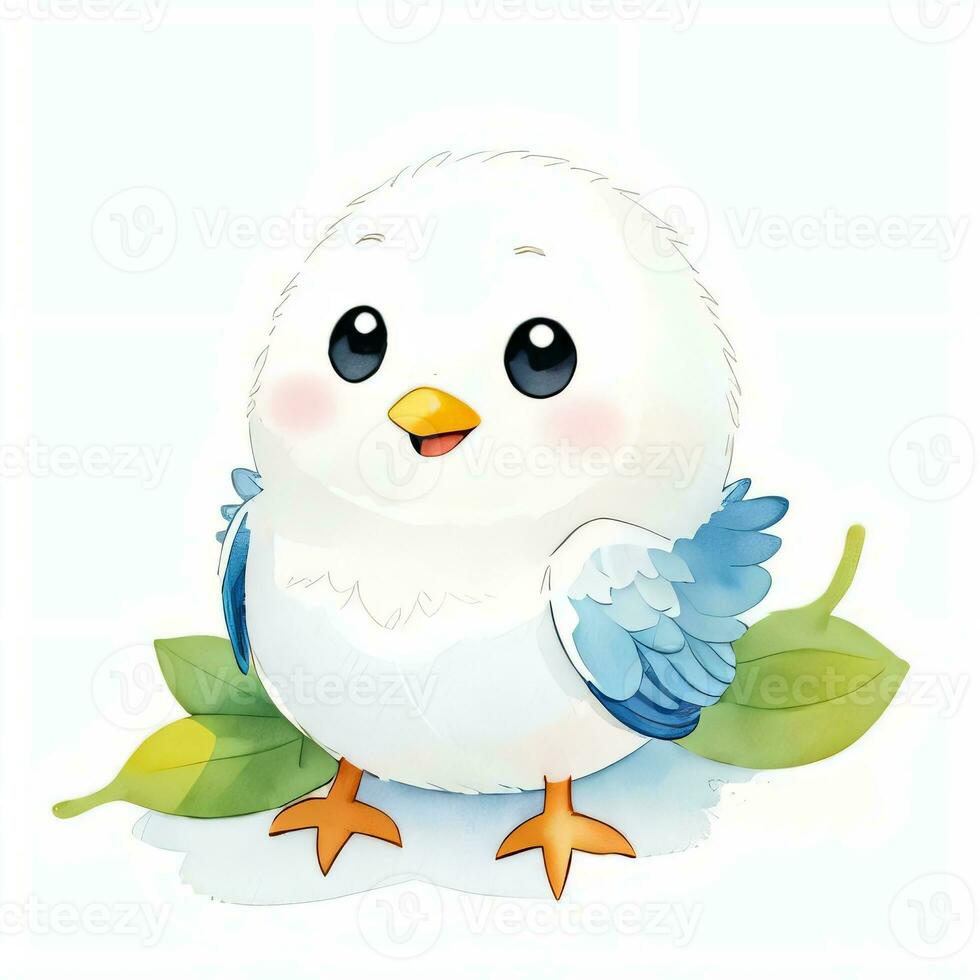 Watercolor children illustration with cute bird clipart 30011258 Stock  Photo at Vecteezy