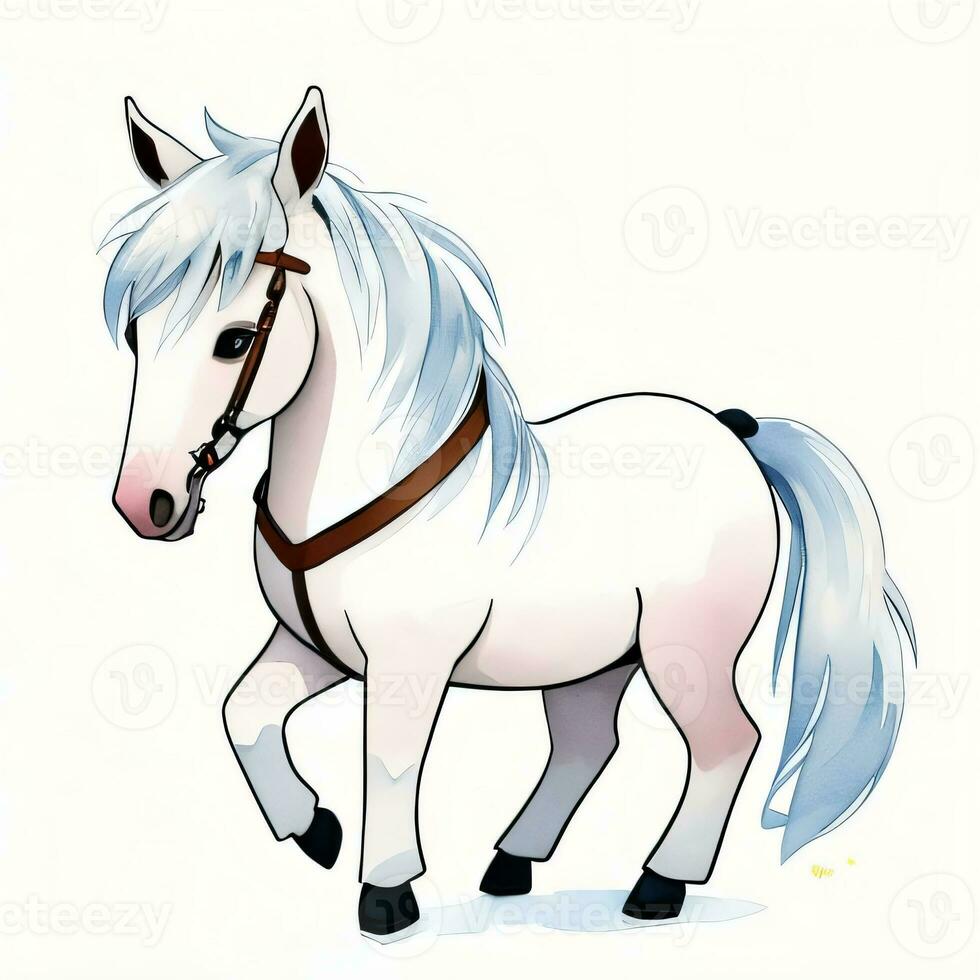 acuarela niños ilustración con linda caballo clipart foto