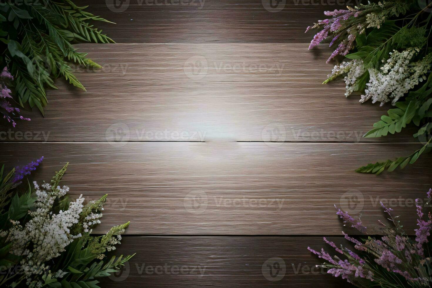 Wooden background and flowers banner template mockup background photo