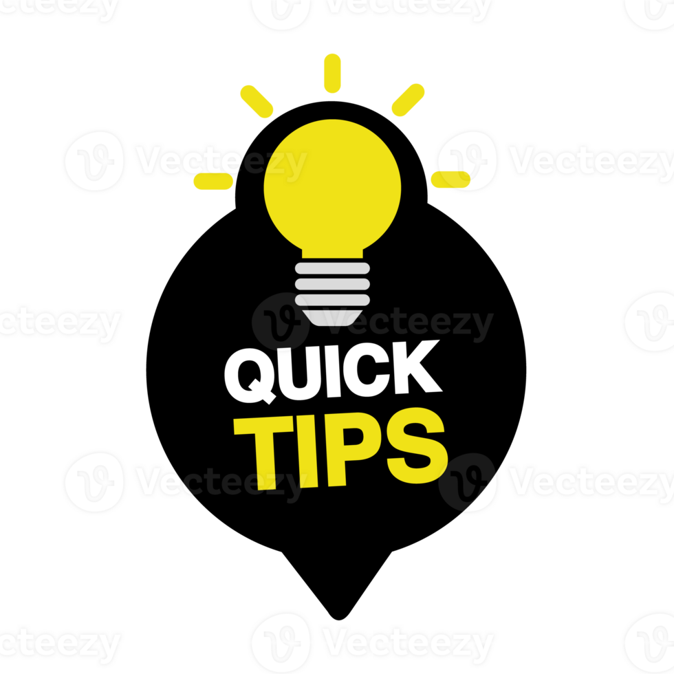 Quick tip , emblem, label, badge,sticker. Idea bulb education tricks. png