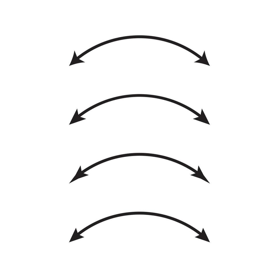 Semicircular curved thin long double ended arrow. Dual semi circle arrow. Vector illustration.