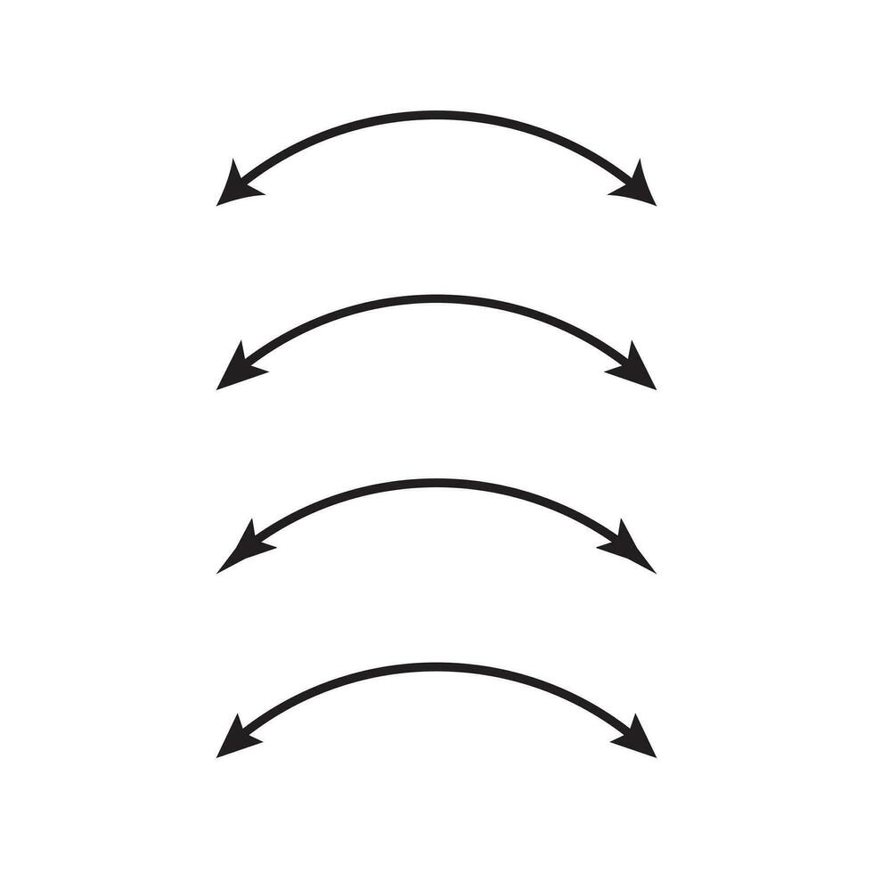 Semicircular curved thin long double ended arrow. Dual semi circle arrow. Vector illustration.