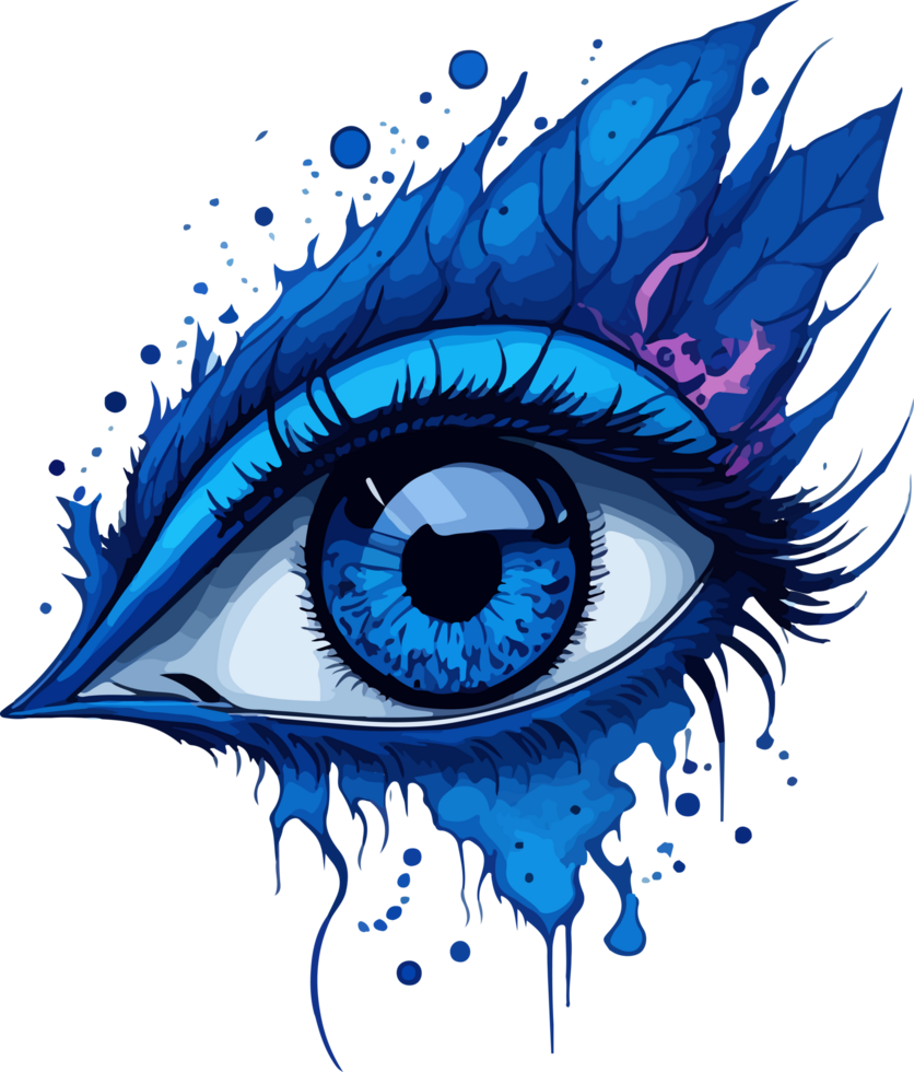 Beautiful Blue Eye Illustration with AI Generative png