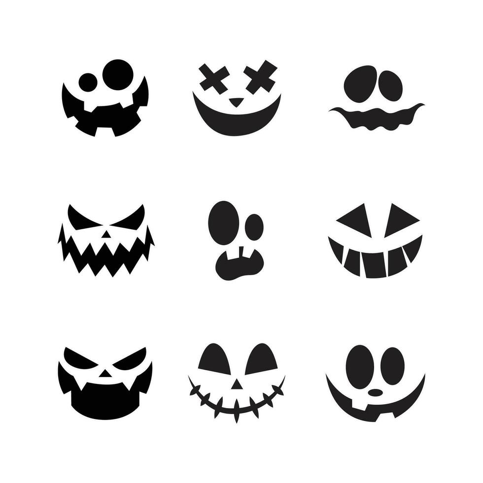 Halloween theme pumpkin face silhouette concept illustration vector