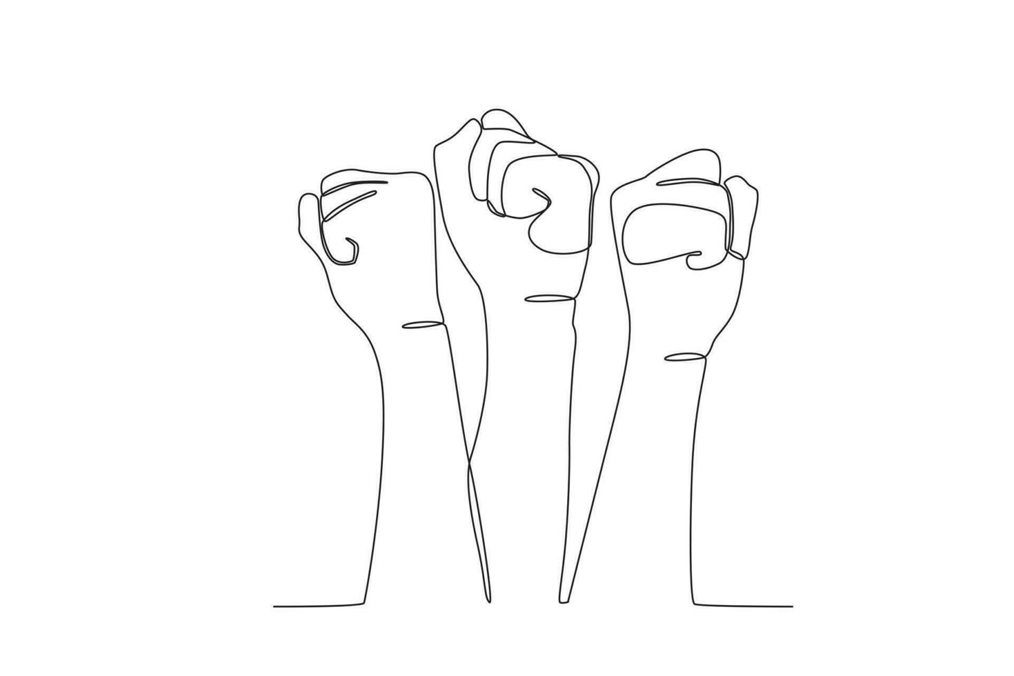 Hands clenched upwards fighting for equality vector