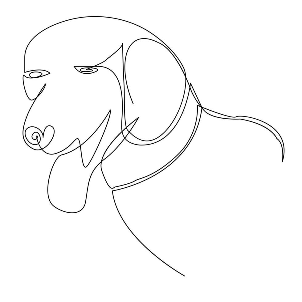 Continuous one line dog pet outline vector art drawing
