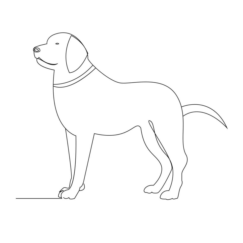continuo uno línea perro mascota contorno vector Arte dibujo