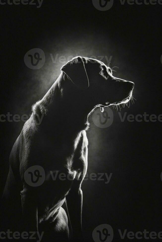 dog puppy hound studio silhouette photo black white vintage backlit motion contour tattoo