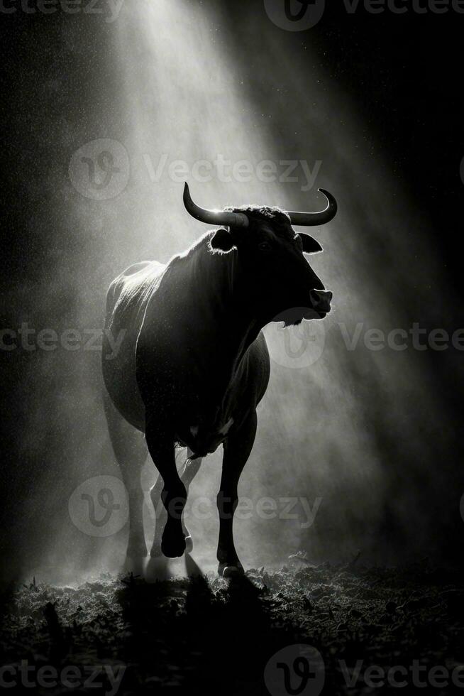 bull cow studio silhouette photo black white vintage backlit portrait motion contour tattoo