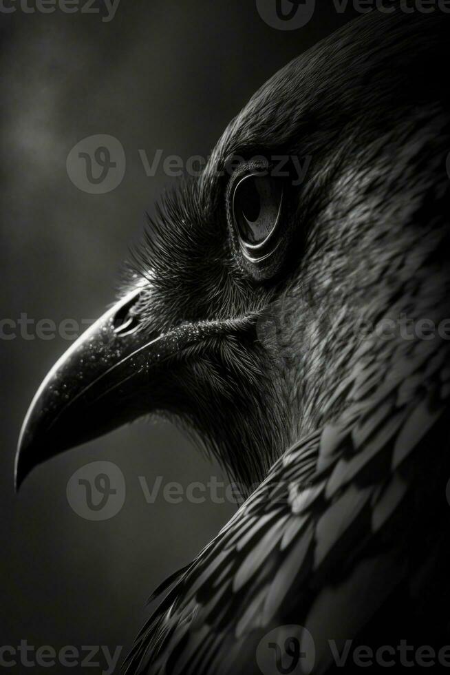 raven eye macro close portrait studio silhouette photo black white backlit motion contour tattoo