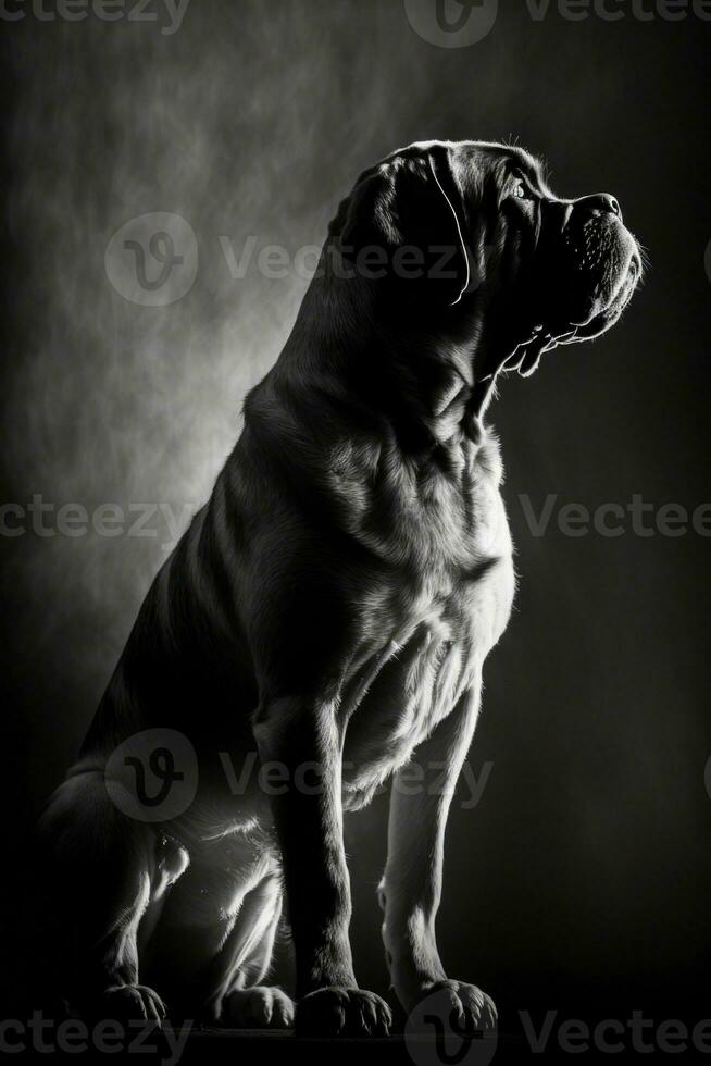 dog puppy hound studio cane corso silhouette photo black white backlit motion contour tattoo