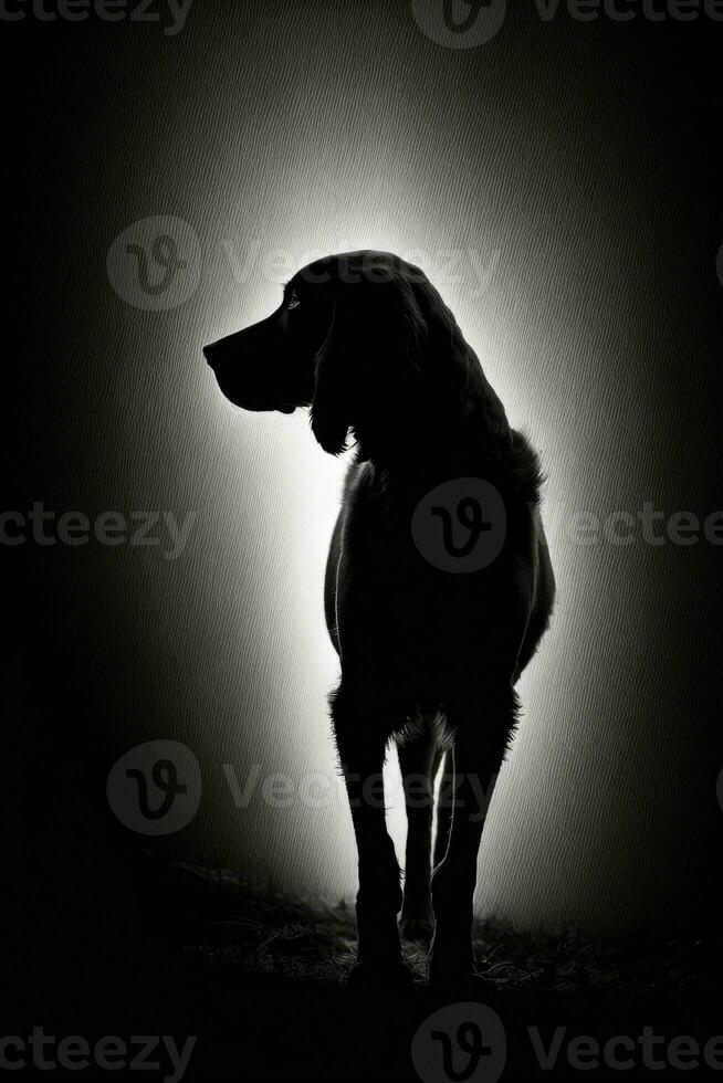 dog puppy hound studio silhouette photo black white vintage backlit motion contour tattoo