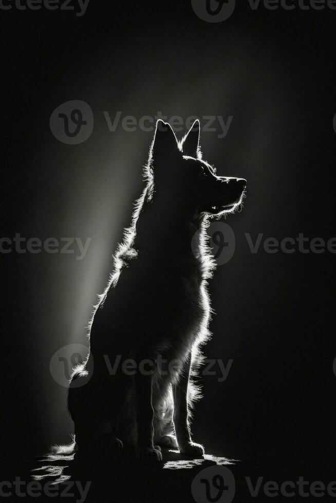 dog puppy hound studio silhouette photo black white vintage backlit motion contour tattoo