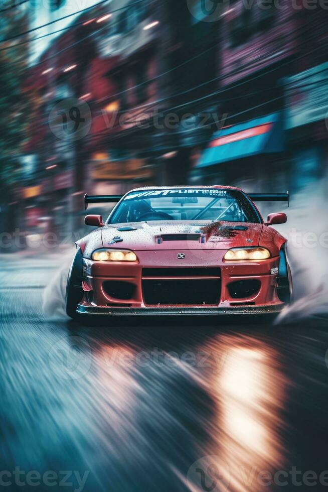 jdm deriva coche velocidad a la deriva japonés zumbido Disparo fotografía competencia fumar llantas difuminar movimiento foto