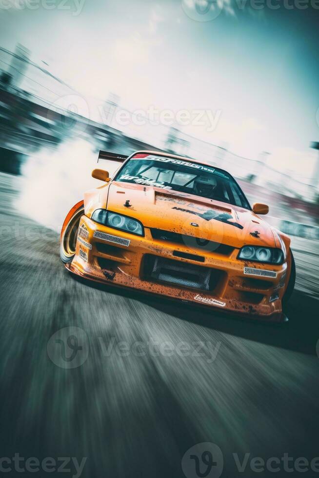 jdm deriva coche velocidad a la deriva japonés zumbido Disparo fotografía competencia fumar llantas difuminar movimiento foto