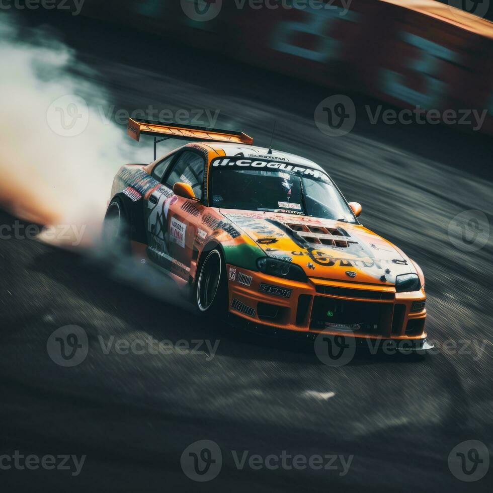 jdm deriva coche velocidad a la deriva japonés zumbido Disparo fotografía competencia fumar llantas difuminar movimiento foto