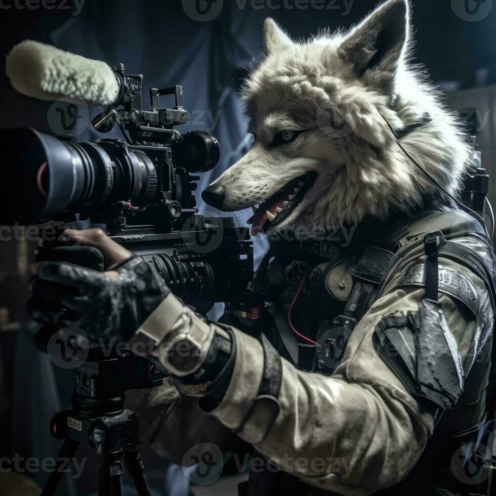 wolf husky dog cinema operator steadycam videographer backstage photography movie photo