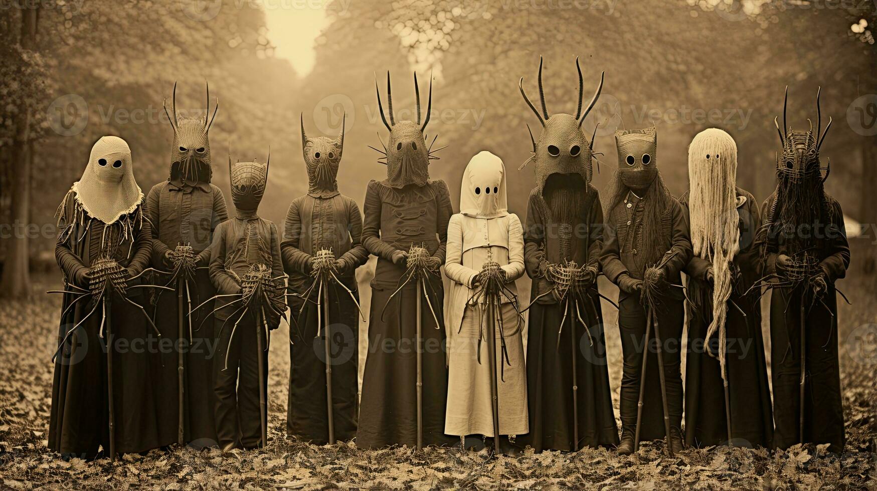 children kids halloween scary vintage photography masks 19th century horror costumes party photo