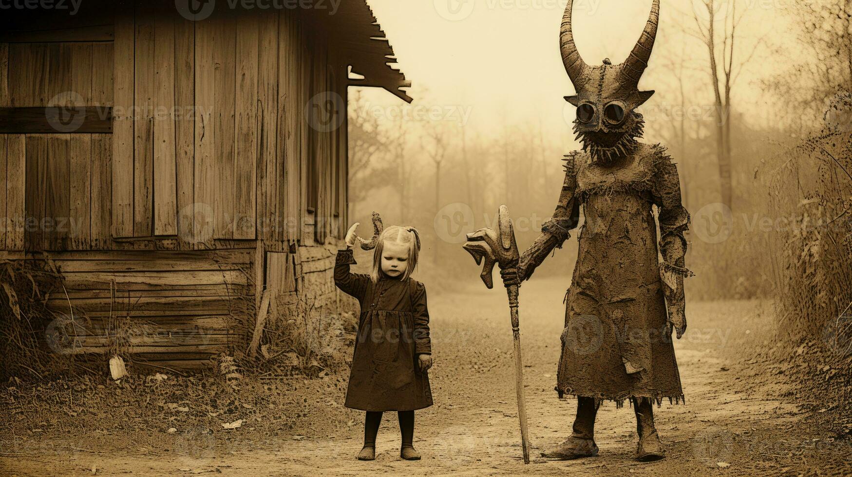 children kids halloween scary vintage photography masks 19th century horror costumes party photo