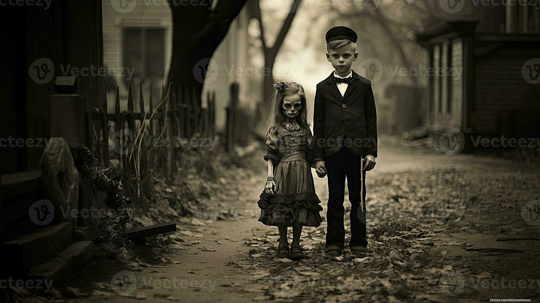 children kids halloween scary vintage photography masks 19th century horror costumes party photo