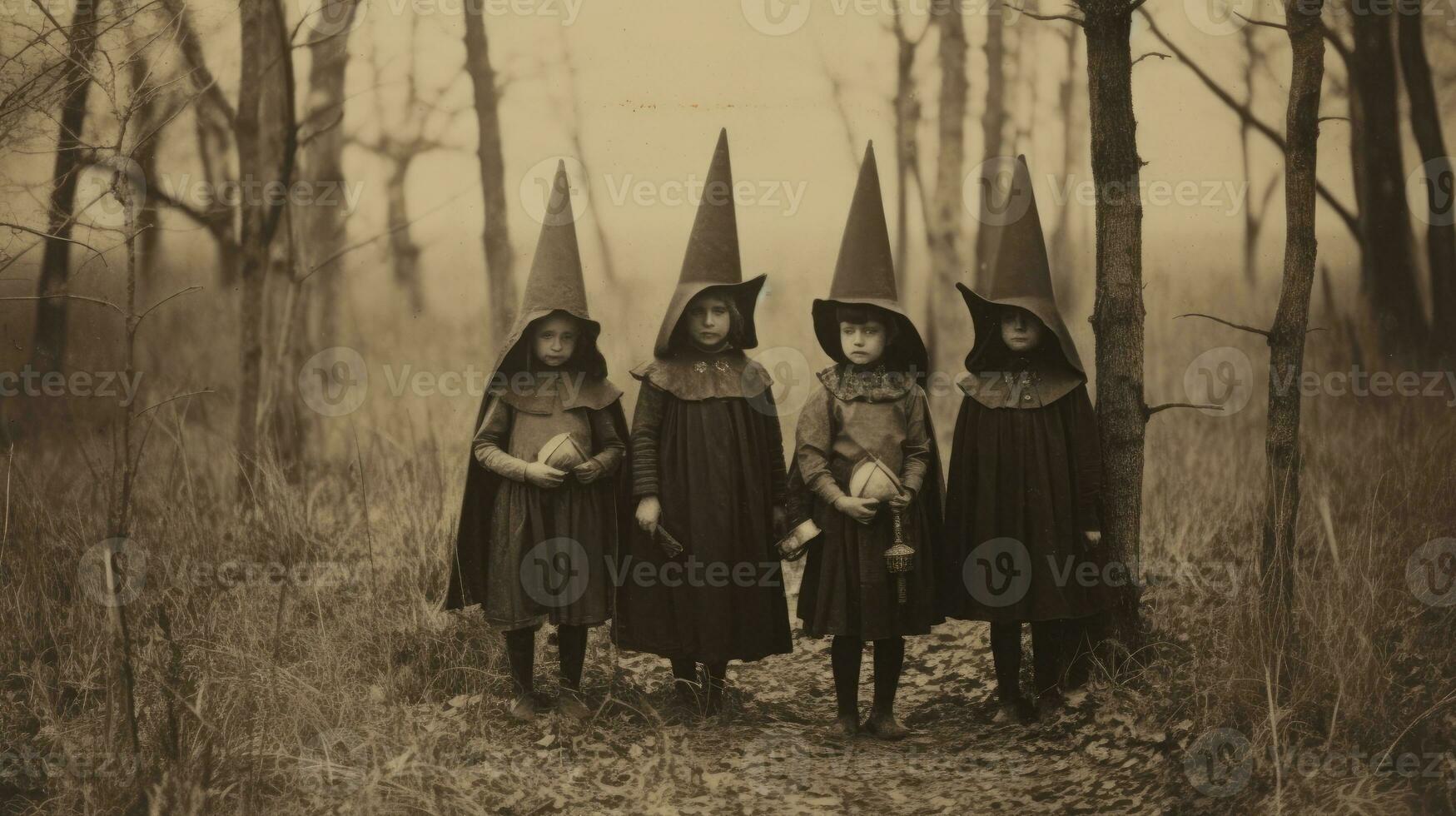 children kids halloween scary vintage photography masks 19th century horror costumes party photo