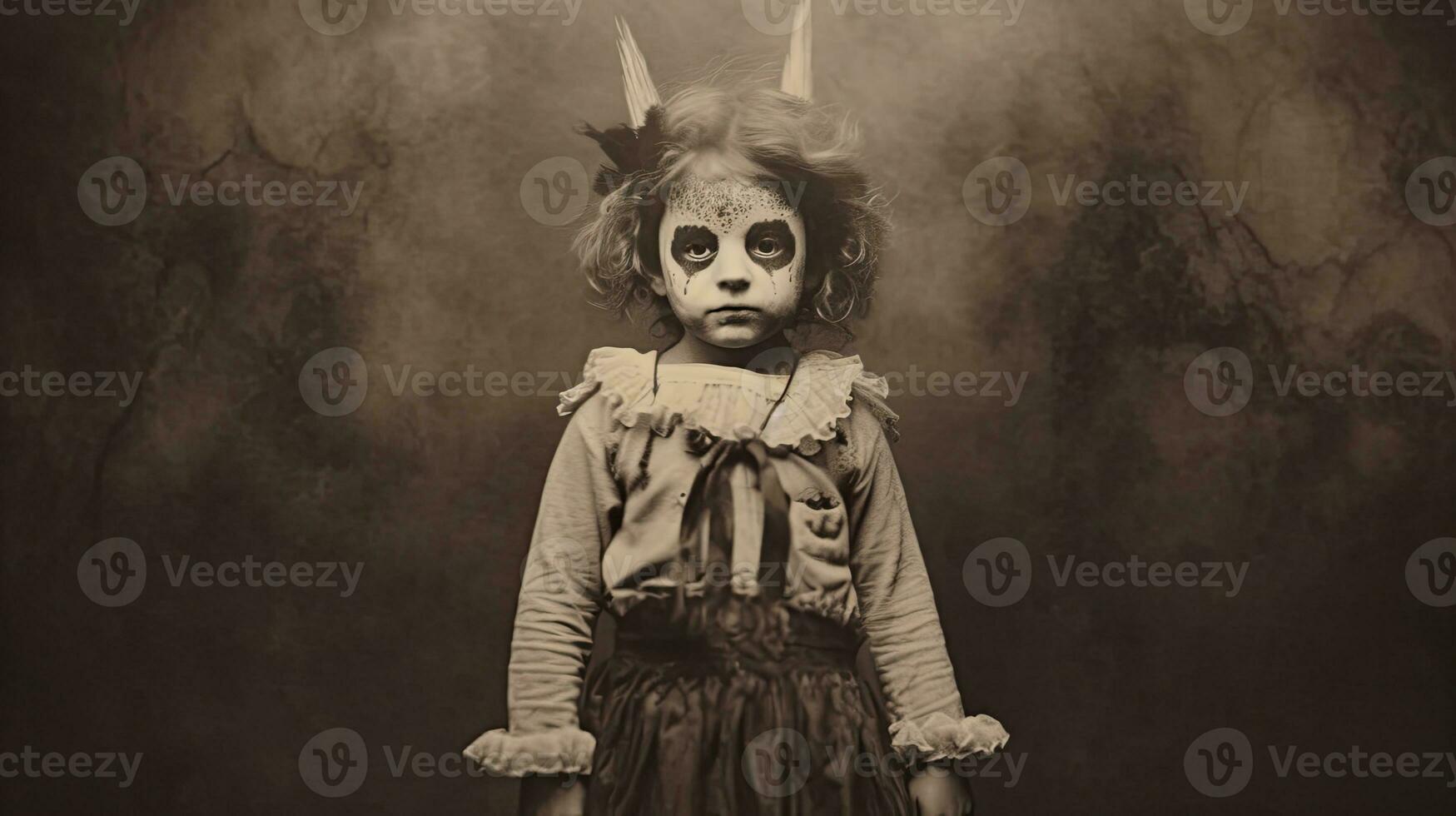 children kids halloween scary vintage photography masks 19th century horror costumes party photo