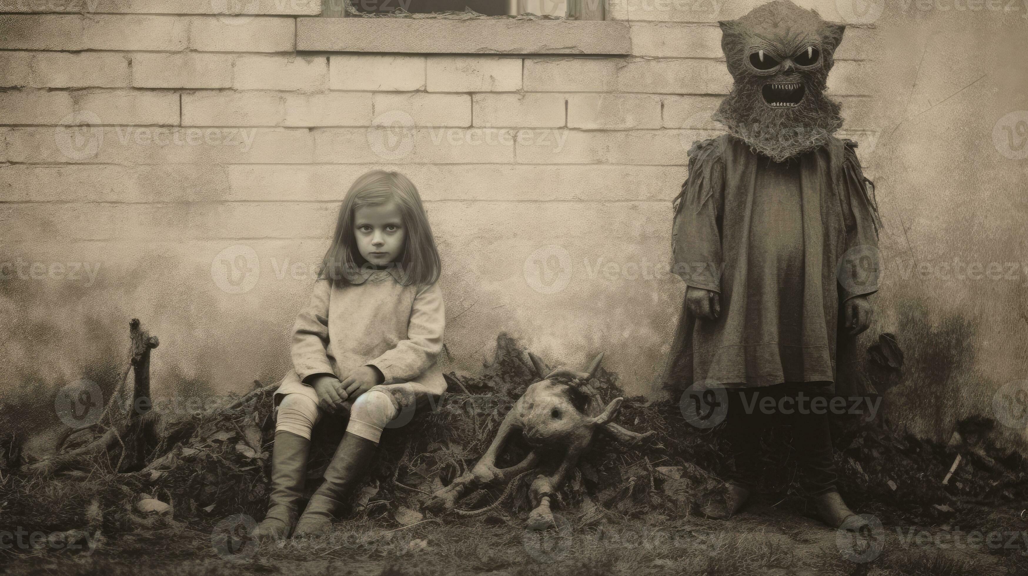 children kids halloween scary vintage photography masks 19th century ...