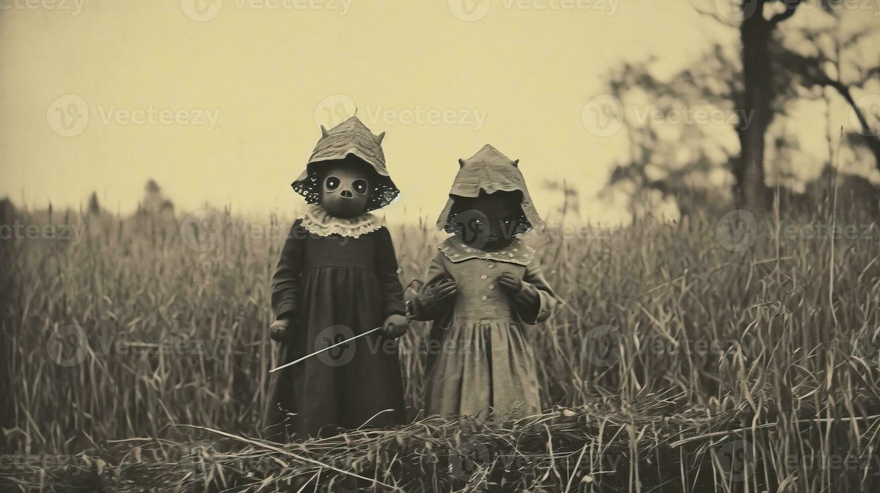 niños niños Víspera de Todos los Santos de miedo Clásico fotografía mascaras Diecinueveavo siglo horror disfraces fiesta foto