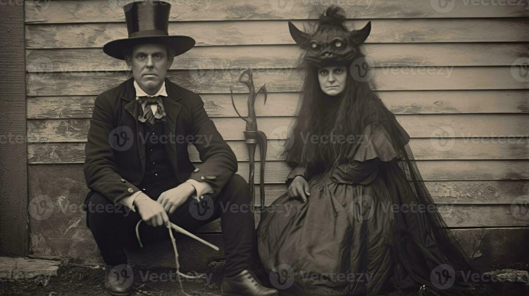 children kids halloween scary vintage photography masks 19th century horror costumes party photo