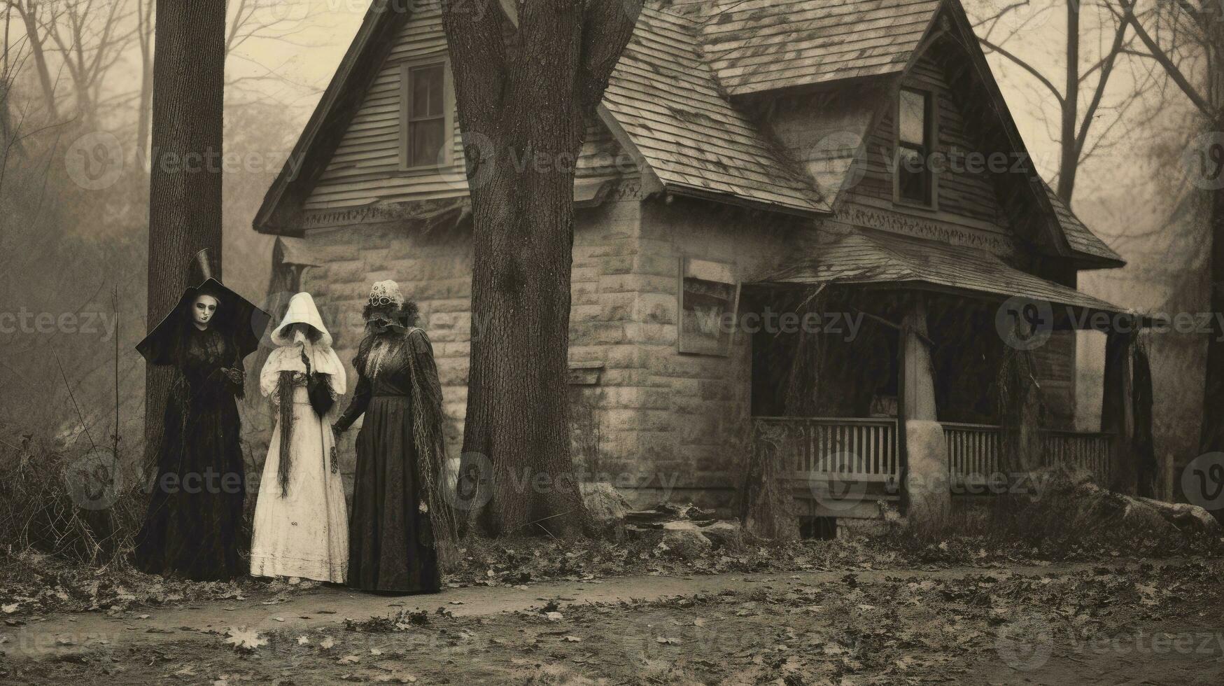 children kids halloween scary vintage photography masks 19th century horror costumes party photo