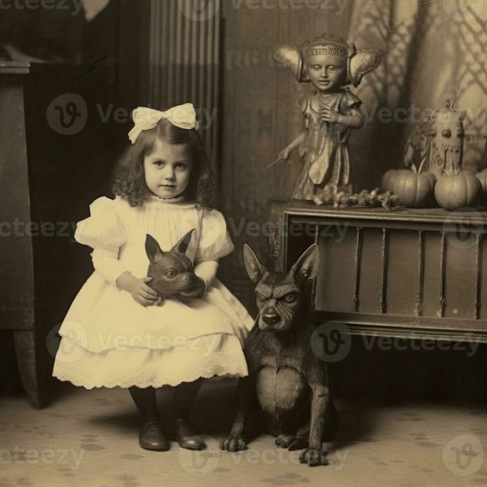 children kids halloween scary vintage photography masks 19th century horror costumes party photo