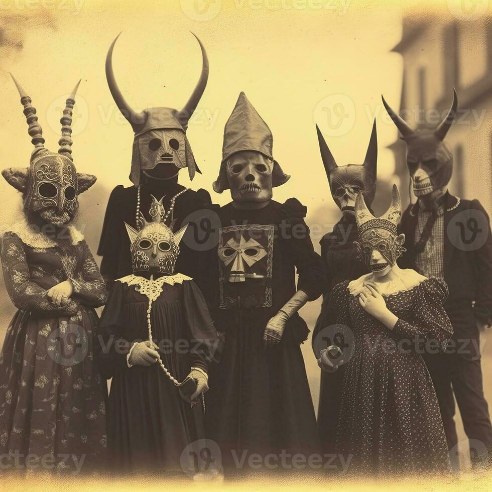 niños niños Víspera de Todos los Santos de miedo Clásico fotografía mascaras Diecinueveavo siglo horror disfraces fiesta foto