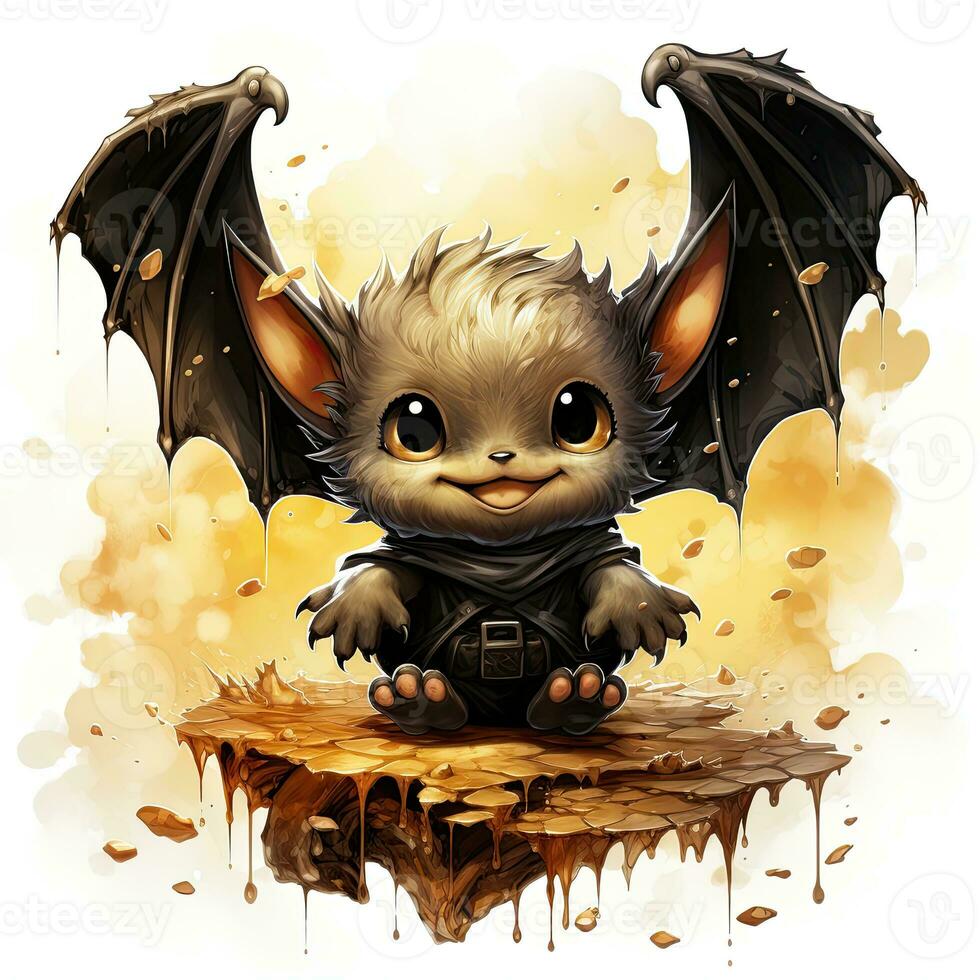 cute bat portrait Halloween illustration artwork scary horror isolated tattoo creepy fantasy cartoon photo