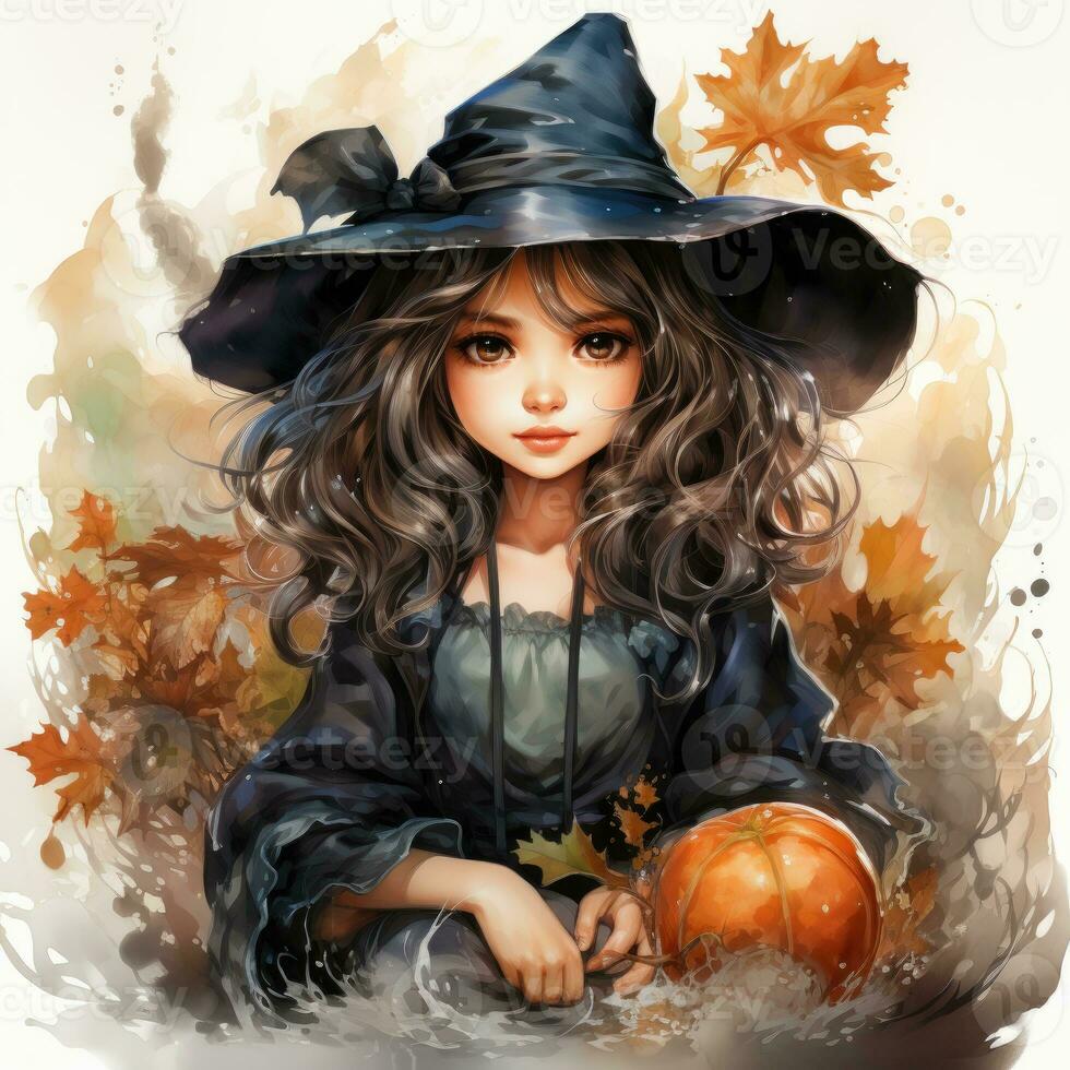 female woman girl hat pumpkin Halloween illustration artwork horror isolated tattoo fantasy cartoon photo