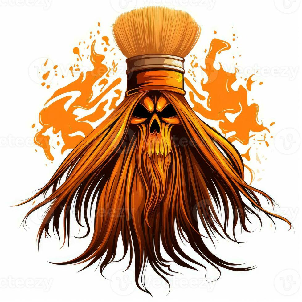 broom besom witch Halloween illustration scary horror design tattoo vector isolated sticker fantasy photo