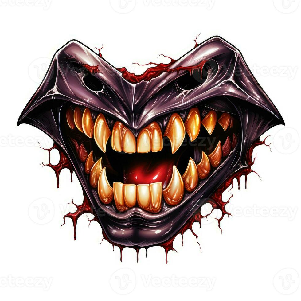 mouth teeth vampire fangs Halloween illustration scary horror design tattoo vector isolated fantasy photo