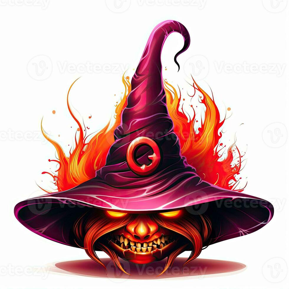 witch cap hat Halloween illustration scary horror design tattoo vector isolated sticker fantasy photo
