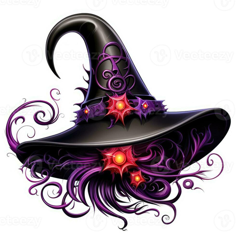 witch cap hat Halloween illustration scary horror design tattoo vector isolated sticker fantasy photo